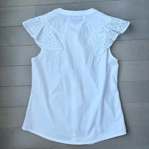 Banana Republic White Eyelet Ruffle Sleeve Blouse - Picture 5 of 10